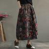 Johnature Женская стеганая юбка с цветочным принтом и мягкой подкладкой, винтажная одежда из смешанного хлопка с эластичной резинкой на талии, осенне-зимние юбки с карманами