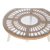 Table Set with 2 Seats Home ESPRIT White Beige Gray Metal Glass Synthetic Rattan 55 X 55 X 47 Cm