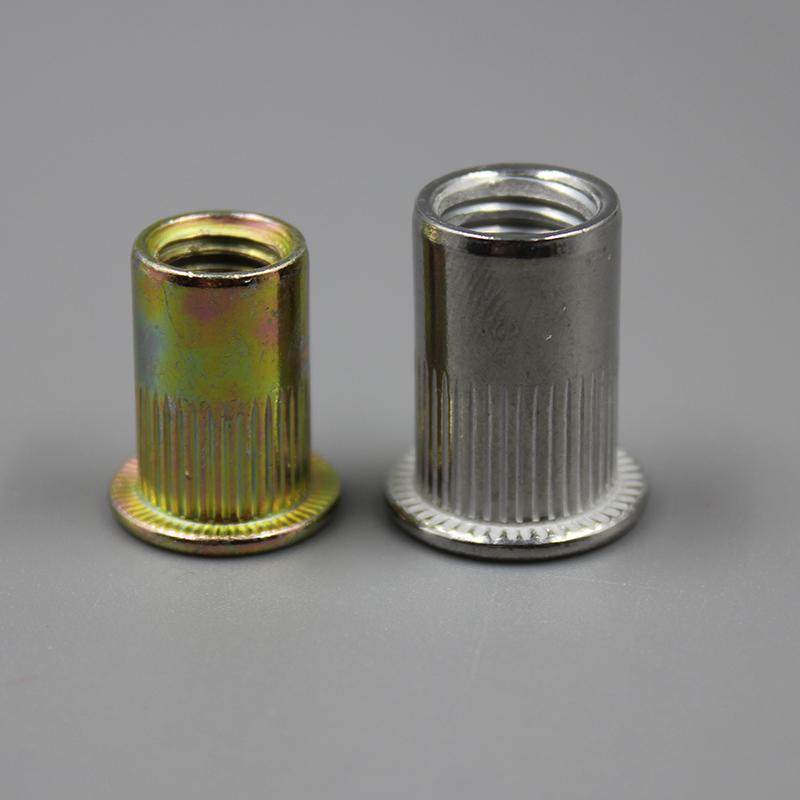 Stainless Steel 304 Knurled Zinc Rivet Nut, Flat Head Threaded Pull Cap