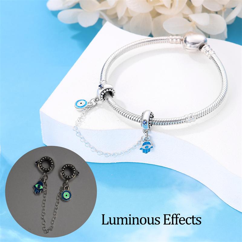 New 925 Silver Color Evil Eye Stars Moon Butterfly Cat Safety Chains Charms Beads Fit Diy 925 Bracelets DIY Jewelry