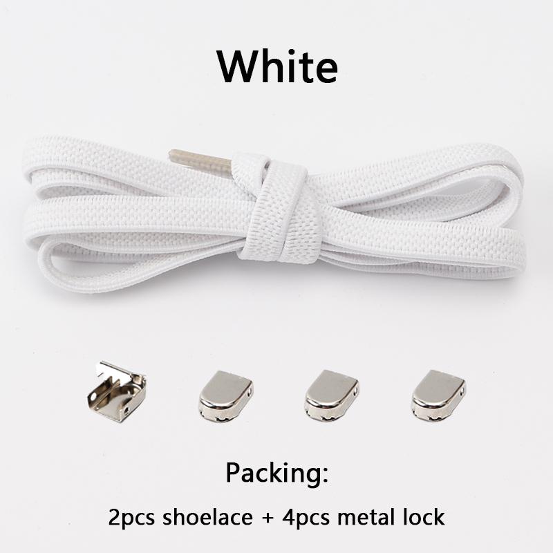 NO.8 4Pcs Metal Buckles No Tie Shoelaces Elastic for Sneakers One Size Fits All Adult Kids Quick Laces Lazy Sport Rubber Shoestrings