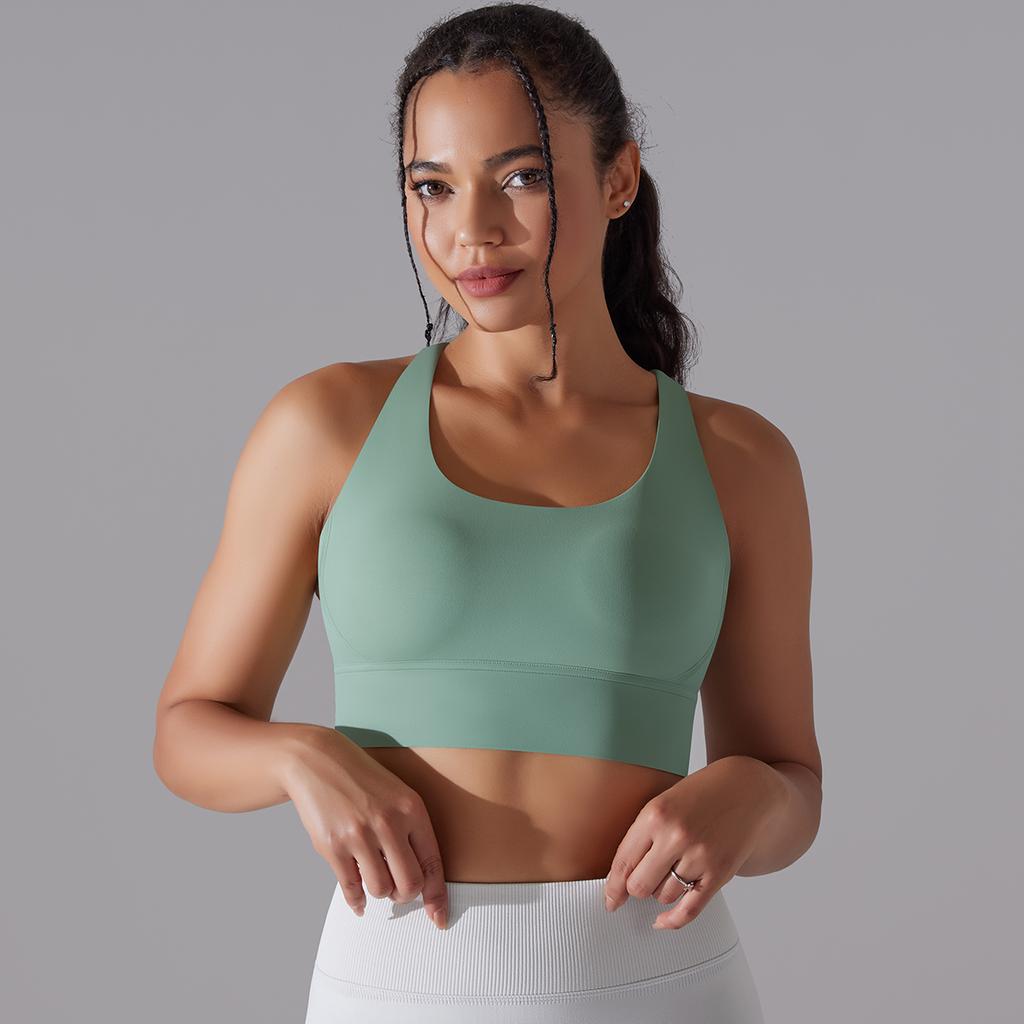 Auroth Back Cross Sports Underwear Shockproof Gathering Yoga Sports Bra Fitness Top