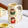 Cartoon Parent Child Cup Parents Milk Breakfast Cup Drinking Water High Temperature Resistance Ceramic Water Cup Household Mug Cute