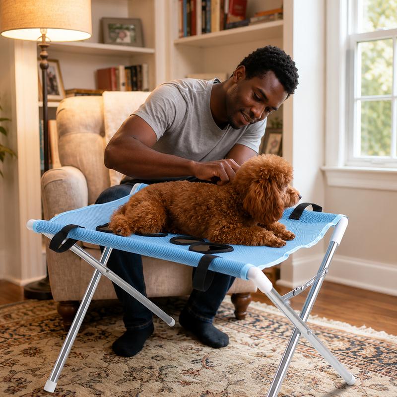 Dog Grooming Table Pet Grooming Hammock Basic Upgraded Models Foldable Bathing Nail Trimming Stand for Small Dogs Cats Home