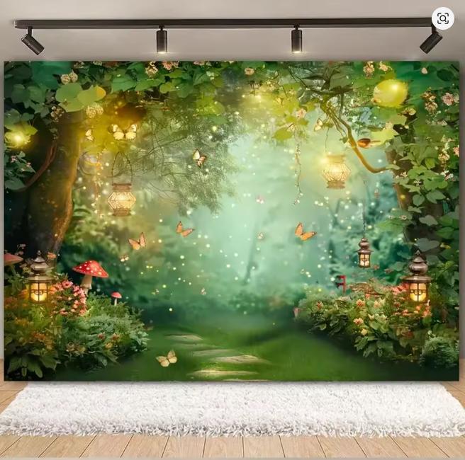 Fantasy Wonderland Jungle Mushroom House Fairy Tale Magic Photography Background Children's Birthday Party Decoration Background