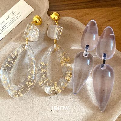 Серебряная Игла Смола Капля Воды Серьги-Подвески Дизайн Личности Чувство Моды Изысканный Характер Серьги Нишевые Премиум Серьги