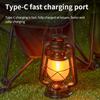 USB Rechargeable Retro LED Camping Light Hanging Tent Light Portable Horse Lantern Outdoor Kerosene 3 Lighting Modes Lighting