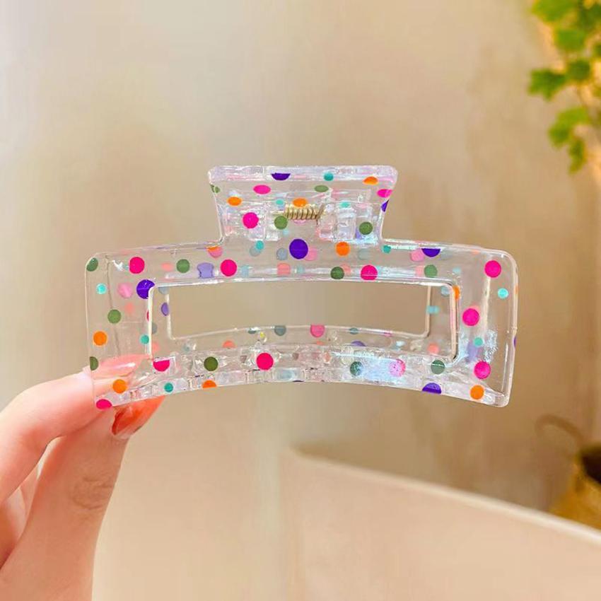 1/4pcs-Colorful Transparent Geometric Hair Claw For Women Girls Sweet Hair Decorate Claw Clip Hair Clip Fashion Hair Accessories