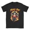 Унисекс Футболка Ride or Die Огненный Череп Байкерская Забавная Хлопковые Футболки С Коротким Рукавом Футболка С Круглым Вырезом Одежда Подарок