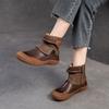 Fashion GKTINOO Retro Genuine Leather Short Boots 2024 New Casual Round Toe Versatile Solid Color Women's Soft Cowhide Soft Sole Shoes