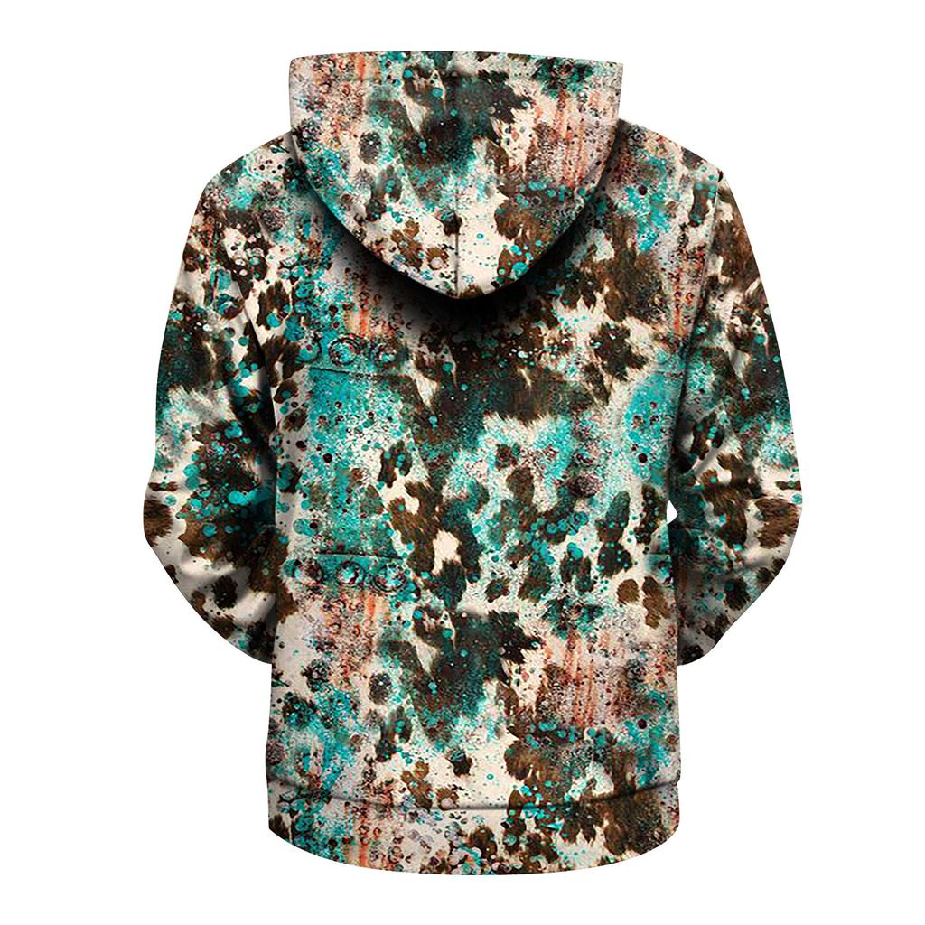 Модный свободный мужской и женский свитер с капюшоном с длинным рукавом и принтом