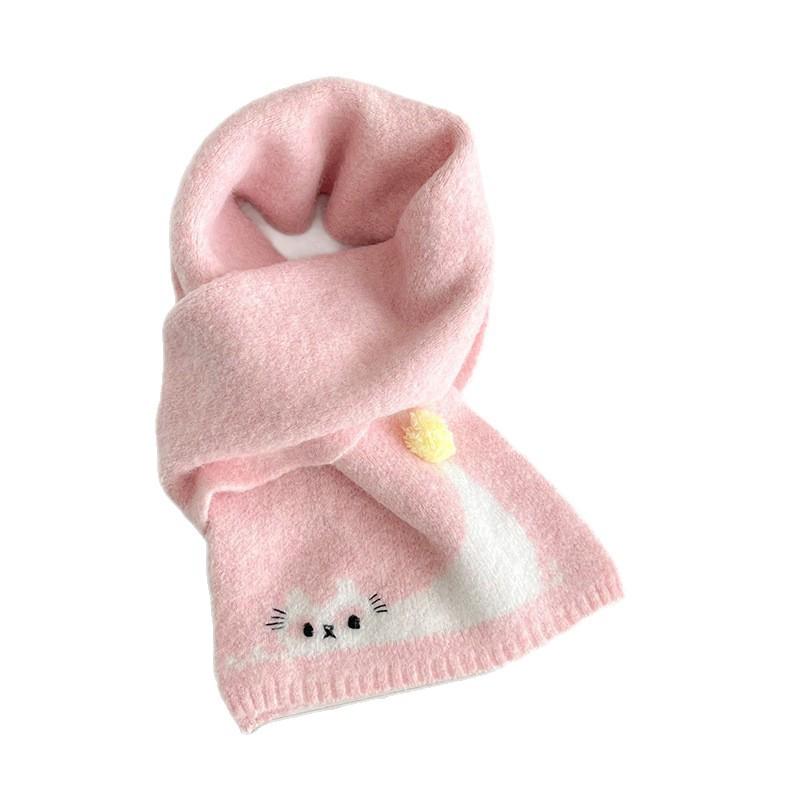 Winter scarf neck protection warm atmosphere soft waxy sweet knitted scarf Korean Japanese cute kitten scarf