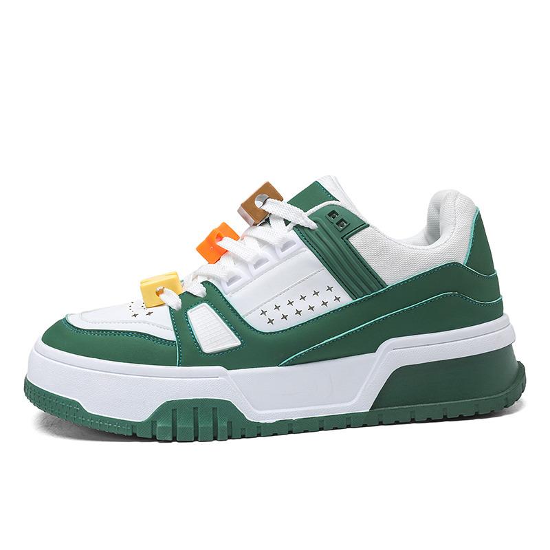 Модные трендовые кроссовки на платформе для мужчин, модный дизайн, зеленые мужские туфли для скейтбординга, повседневная спортивная обувь из кожи для мужчин, теннисные туфли для мужчин