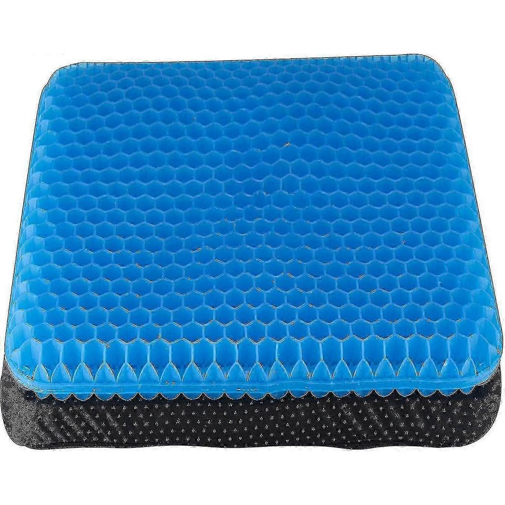 Double Thick Gel Seat Cushion with Non-slip Breathable Honeycomb Cover, Relieves Pressure & Back Pain