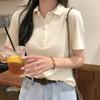 Hot Girl Polo Shirt for Women In Summer New Style Student Design Slim Fit Internet Celebrity Solid Color Short-sleeved Top
