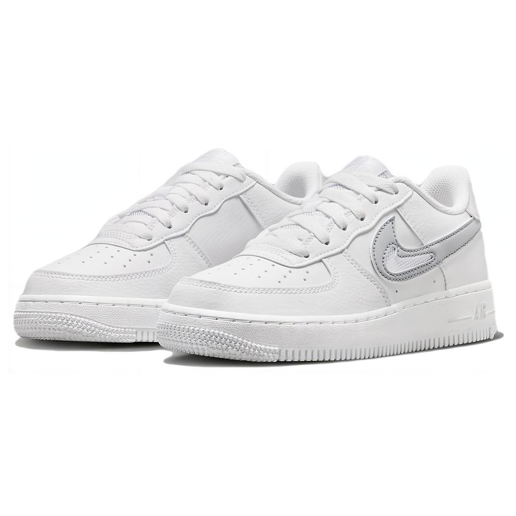 Nike Air Force 1 GS Cut Out Swoosh — Детские кроссовки Photon Dust белого цвета FQ2413-100