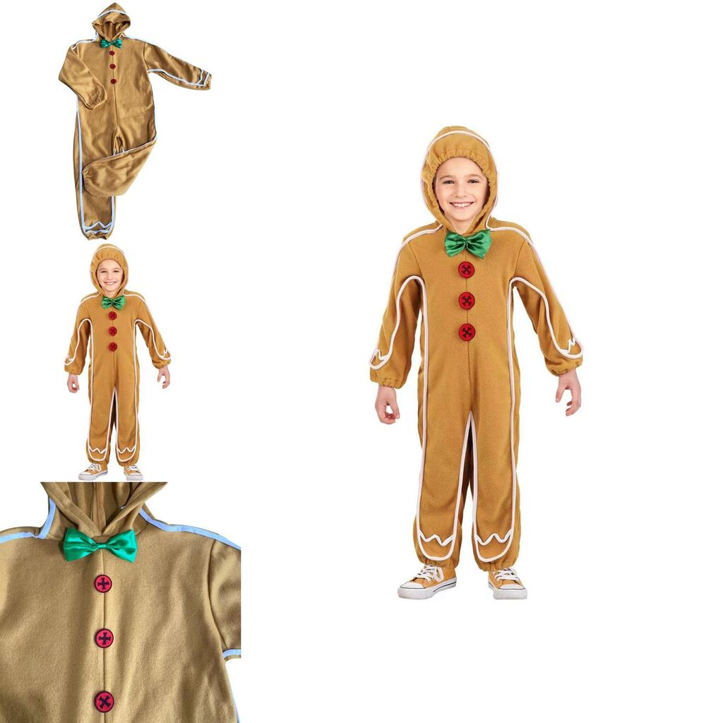 Очаровательный детский костюм пряничного человечка на Рождество для косплея, боди