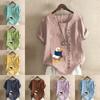 Women's Fashion Round Neck Short Sleeve T-shirt Casual Cotton Linen Graphic Shirt Leisure Loosen Duck Prined Summer Blouse Tops