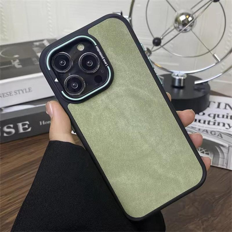 Luxury Lens Holder Magnetic Fabric Phone Case For iPhone 12 13 14 15 16 Pro Max For Magsafe Wireless Charging Skin Feel Cover