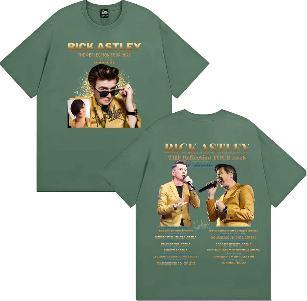 Rick Astley Reflection Tour 2026 Printed T Shirt Men Women Fashion Classic Comfort 100% Cotton T-Shirt Oversized O-Neck T-shirts