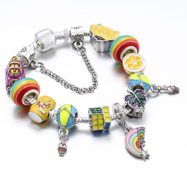 Модные старинные посеребренные браслеты Pa и браслеты с подвесками в виде хрустальных сердец, браслет для женщин, оригинальные ювелирные изделия своими руками, подарок