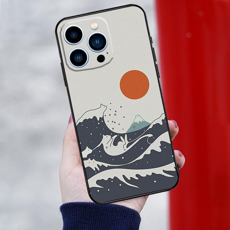 Кот Фудзи Япония Волна Пейзаж Чехол для телефона Для iPhone 16 Pro 15 Pro 12 13 Mini 11 14 Pro Max XR 16 15 Plus 16e Чехол Coque