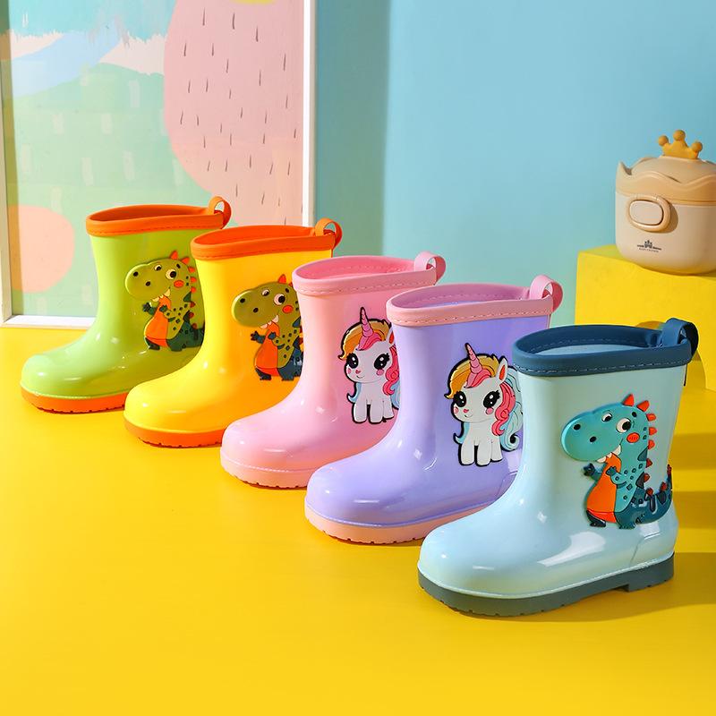 Интернет-продажи 2025 года, новые детские дождевики, утолщенные износостойкие дождевые сапоги с рисунком, водонепроницаемые и нескользящие, теплые для мальчиков и девочек