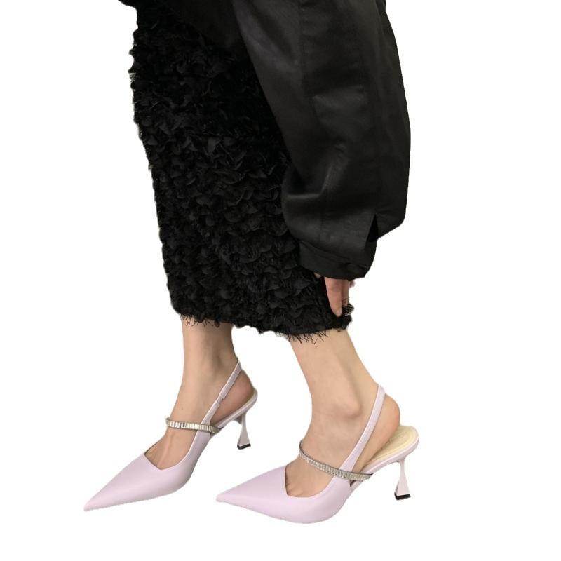 Красивые босоножки с юбкой черные высокие каблуки вечерний бриз стразы женская обувь 2025 весна французские туфли Мэри Джейн туфли-лодочки