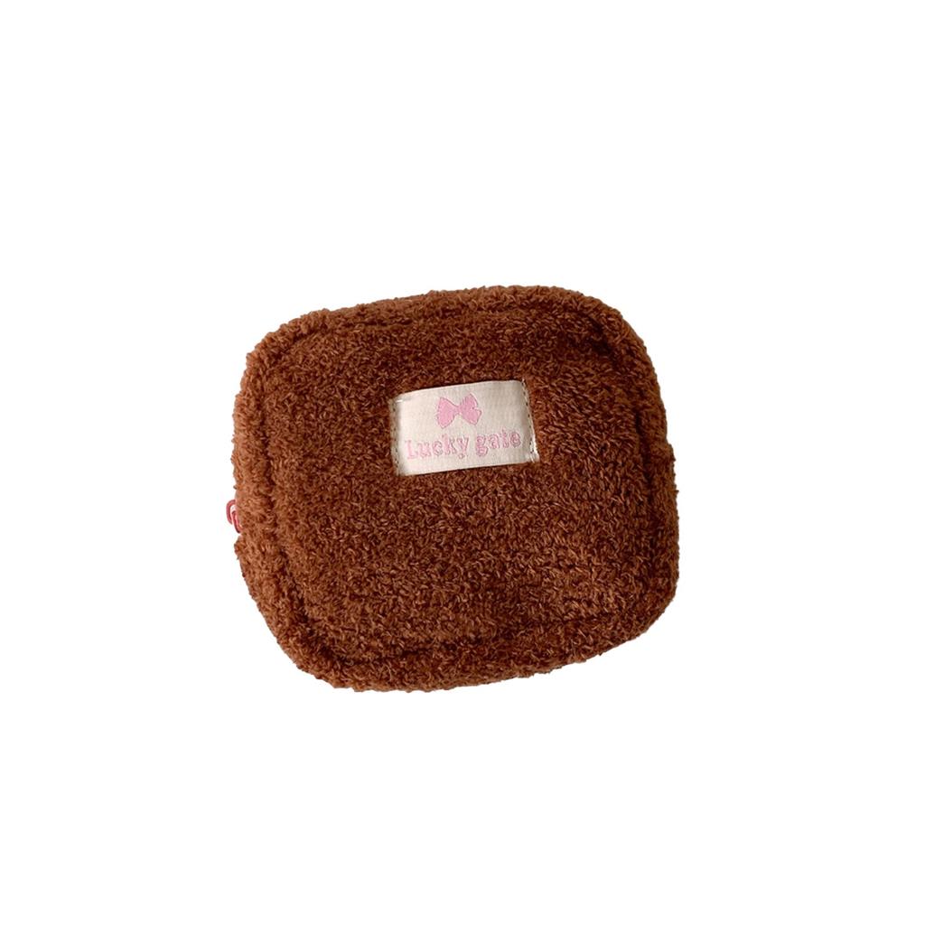 Плюшевая сумка для хранения для девочек, милый плюшевый кошелек для монет, портативный карманный чехол для наушников