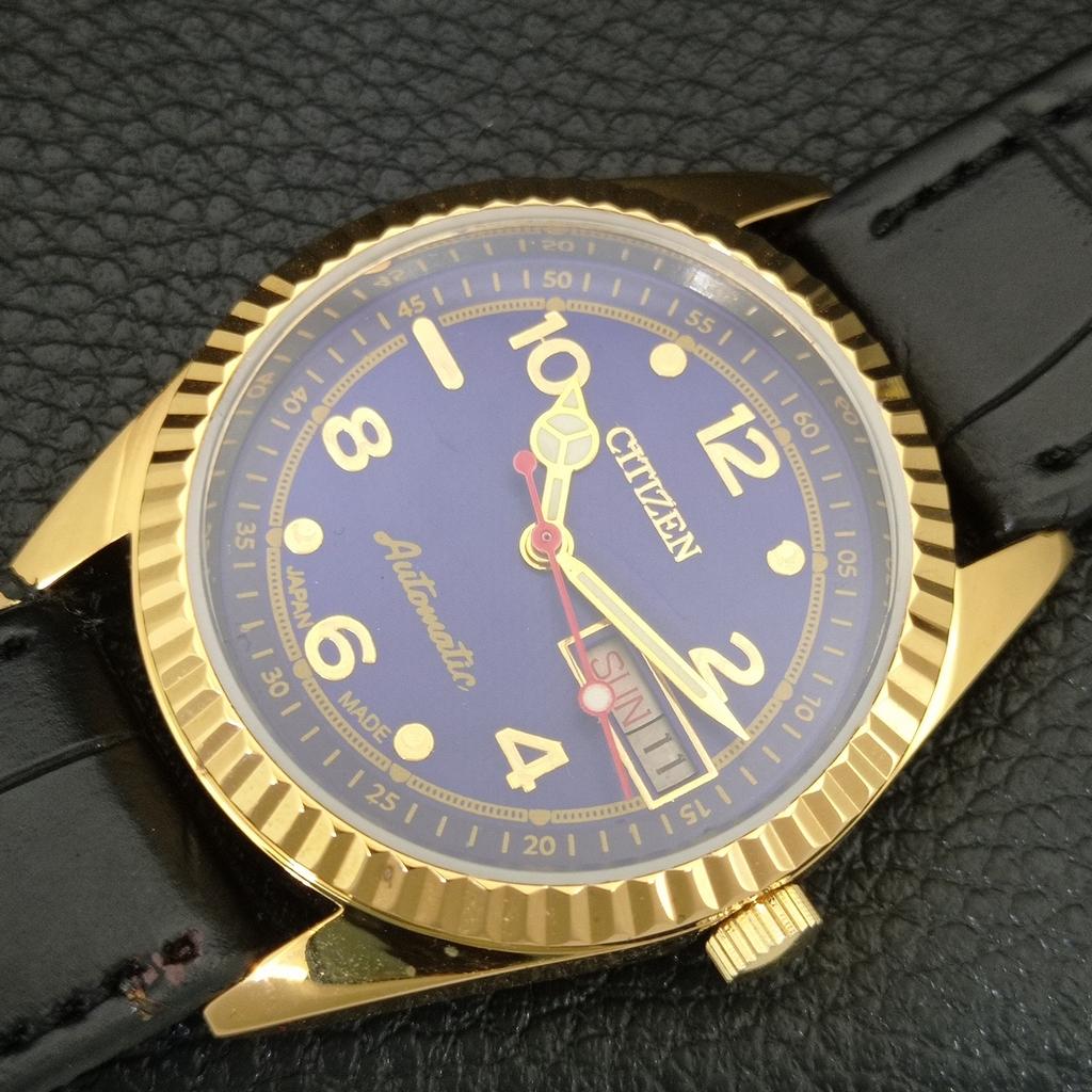 АВТОМАТИЧЕСКИЕ ВИНТАЖНЫЕ ВОССТАНОВЛЕННЫЕ ЯПОНСКИЕ МУЖСКИЕ ЧАСЫ CITIZEN 8200 С СИННИМ ЦИФЕРБЛАТОМ a445318-1