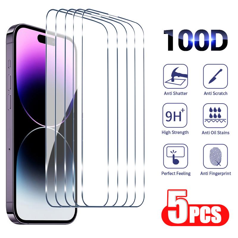5 шт. закаленное стекло для iPhone 15pro 14 13 12 11 Pro Max защитное стекло для iPhone 6 6S 7 8 Plus X XS Max XR защитное стекло