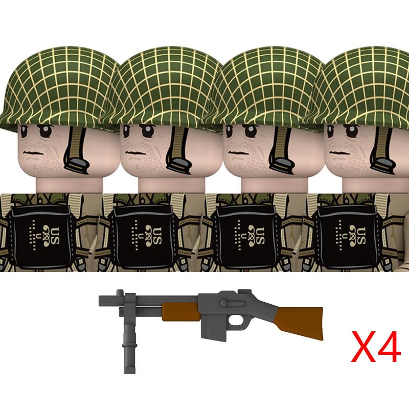 Вторая Мировая Война Американские Рейнджеры Военные Солдаты Строительные Блоки Армия США Пехота Медицинские Солдаты Шлемы Базука Оружие Кирпичики Игрушки