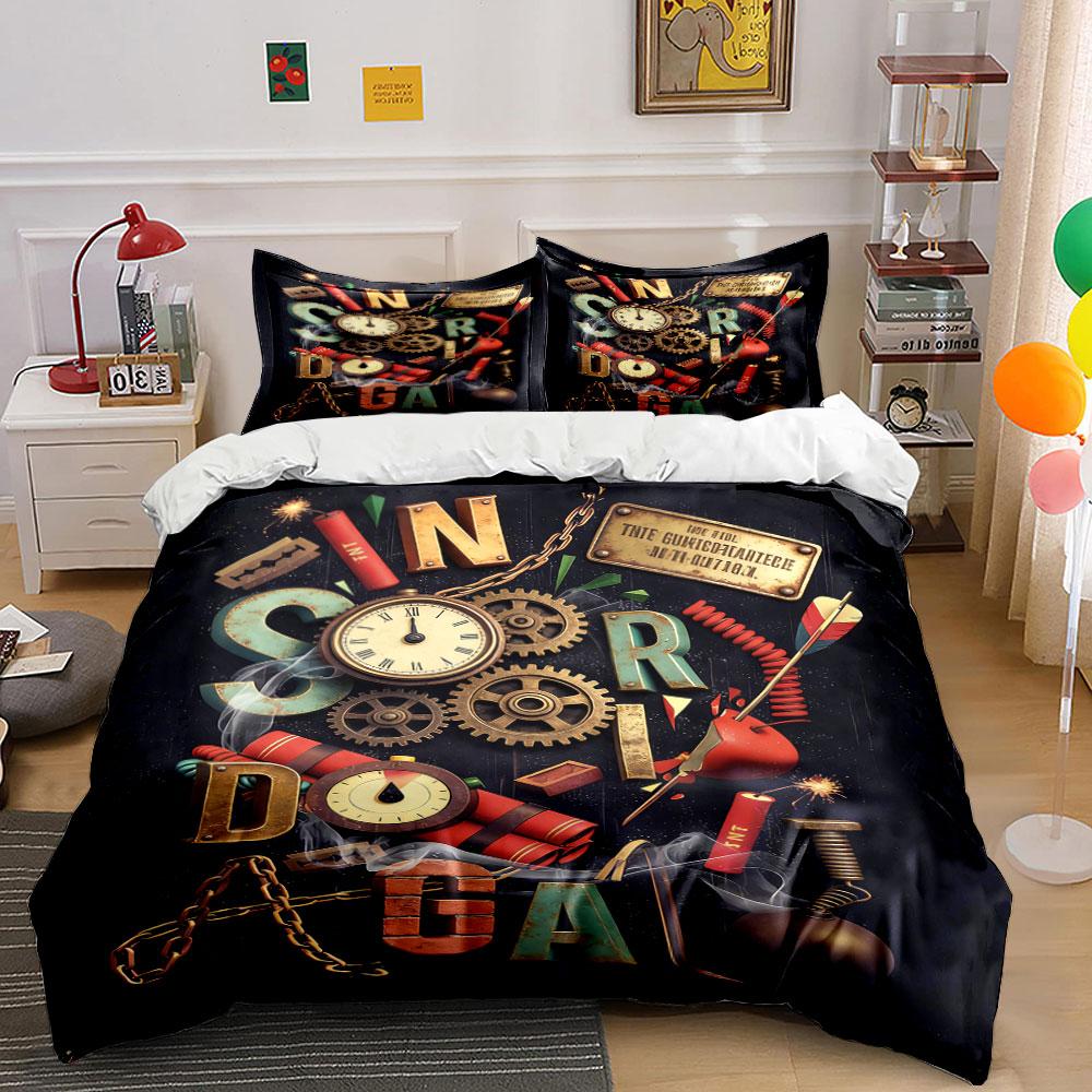 Clock, gears, dynamite, letters. Bedding sets Duvet cover sets Duvet covers Pillowcases(1 * Duvet Cover 2 * Pillowcases, without duvet insert)