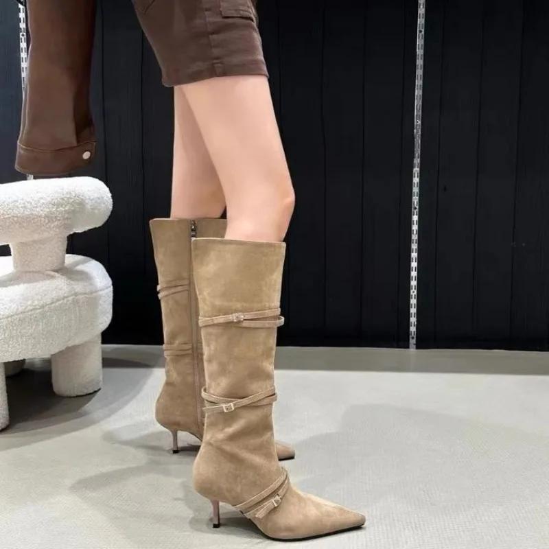 Fashion New In Woman High-heeled Boots Knee High About The Knee Trend Elegant Fashion Pointed Toe Designer Sexy