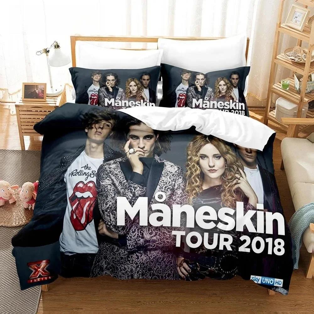 Музыкальная группа M-Maneskin 3D НОВЫЙ Пододеяльник Наволочка Комплект постельного белья Взрослый Мальчик Девочка Декор спальни Детский Односпальный Двуспальный Большой