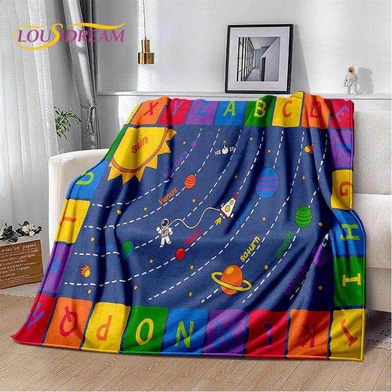 ABC Cartoon Alphabet Children Kids Early Education Soft Plush Blanket,Flannel Blanket Throw Blanket for Living Room Bedroom Sofa