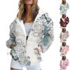 Women's Zip Up Hoodies Teen Girls  Flowers Printed Sweatshirt Clothing Casual Drawstring Jacket With Pockets
