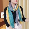 Trendy Gradient Cotton-Linen-Silk Scarf/Shawl for Women - Sun Protection & Dual-Use for All Seasons