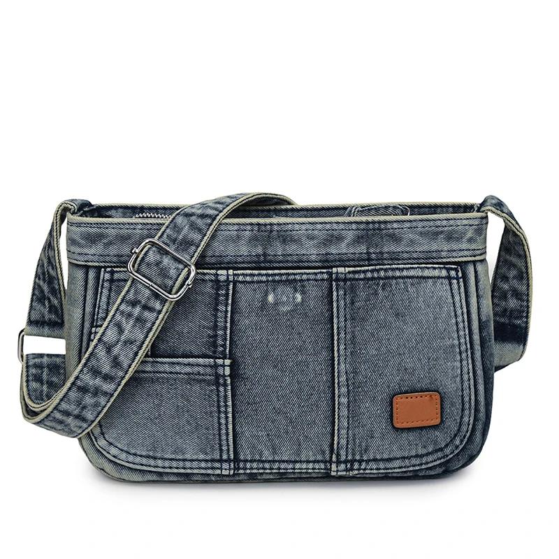Джинсовая сумка через плечо для женщин, маленький рюкзак, сумка для покупок, студенческая ретро-сумка для девушек и старая корейская мода, новая