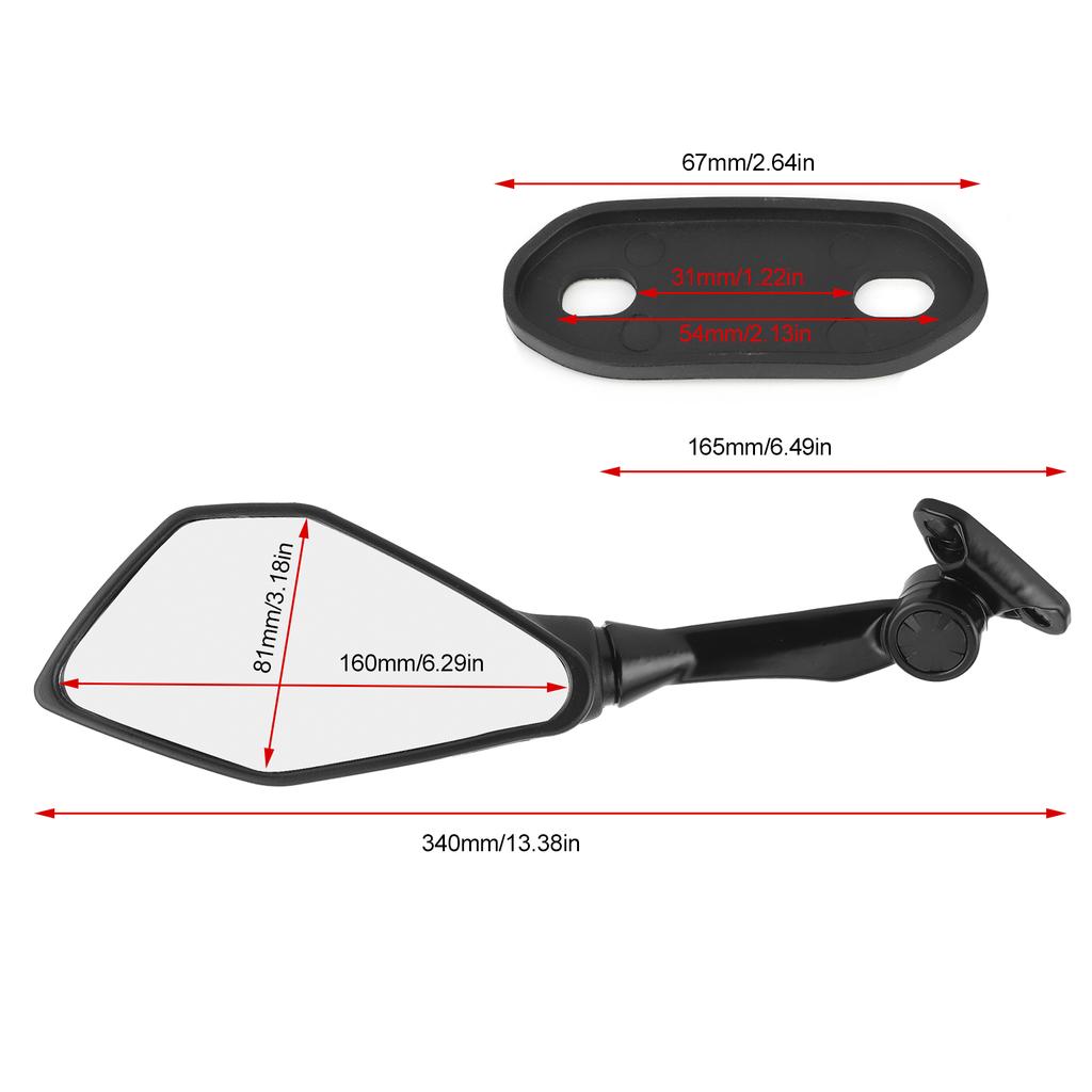 Motorcycle Side Mirrors Pair Motorcycle Rearview Mirrors with Mounting Accessory Fit for CBR900 CBR919 CBR929 CBR954