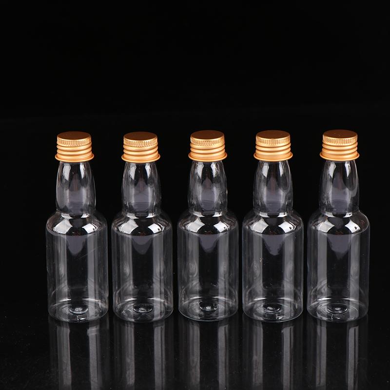 5 шт., 60 мл, набор мини-бутылок для спиртных напитков, пластиковые бутылки для спиртных напитков, серебряные/золотые колпачки, бутылки для алкоголя, контейнеры для молока, бутылка для вина