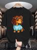 Unisex Cotton Tee Dachshund Star Sunglasses Graphic Print Loose Breathable Summer Crew Neck Casual Street T Shirt Unisex Daily Wear
