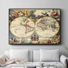 Old World Map Artwork Vintage Posters and Prints Wall Art Decorative Picture Canvas Painting For Living Room Home Decor Unframed