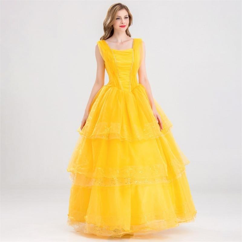 The New Halloween Film and Television Live-action Version of the Beautiful Woman and the Beast Belle Princess Dress Costume Women