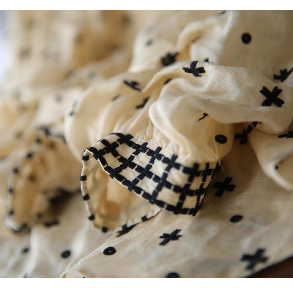 Топ-бэбидолл с пышными рукавами и тяжелой вышивкой для женщин XYG482408MG – Коллекция Японии и Кореи