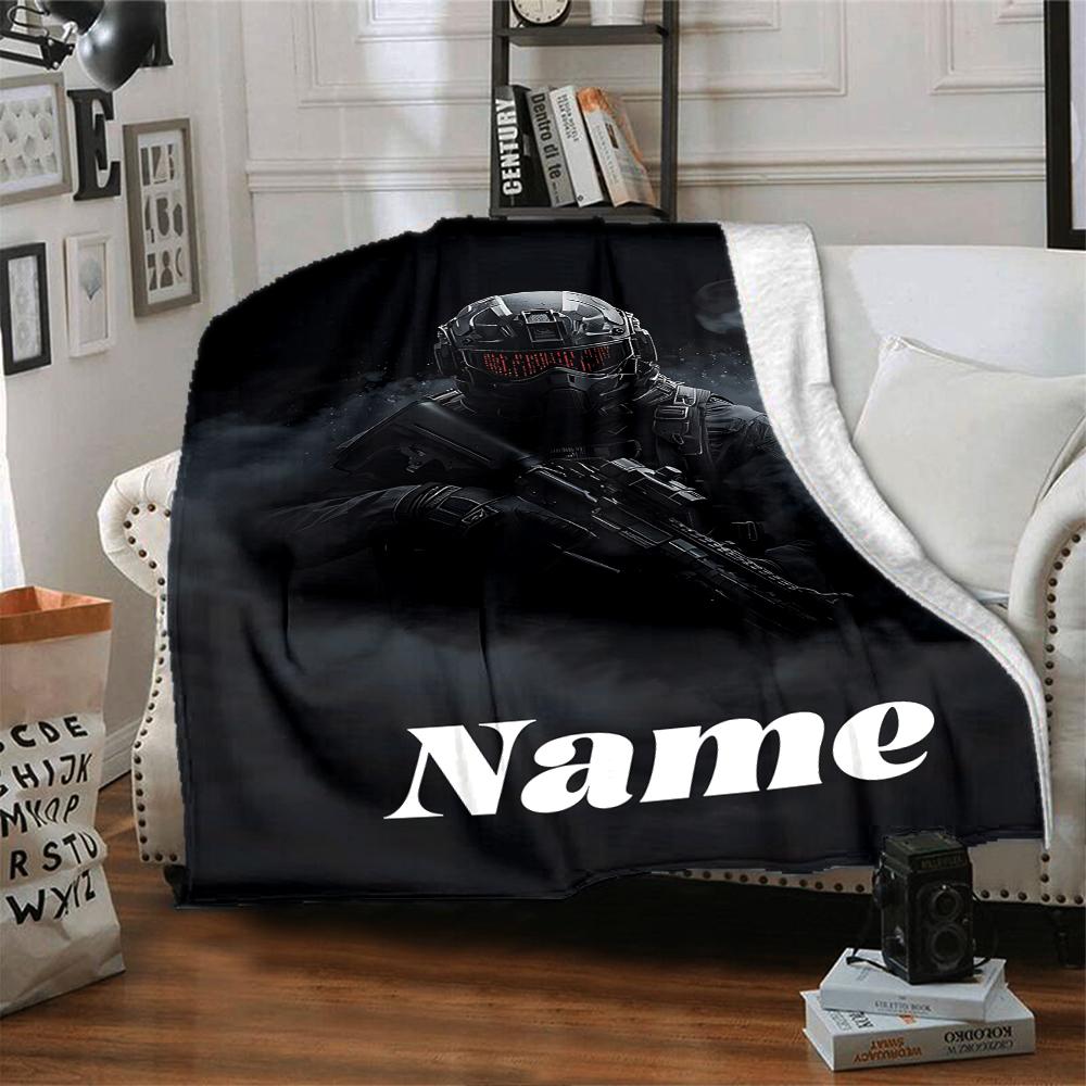 Custom Name "Night Ops: Shadow Warrior" blanket for Couch & Bed, Plush Cozy Fuzzy Blanket Super Soft & Warm Blankets for Fall and Winter. 0908201