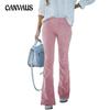 Autumn and Winter Women's Pant Solid Colour High-waisted Slim Micro-flared Trousers Corduroy Elastic Waist Casual Trousers