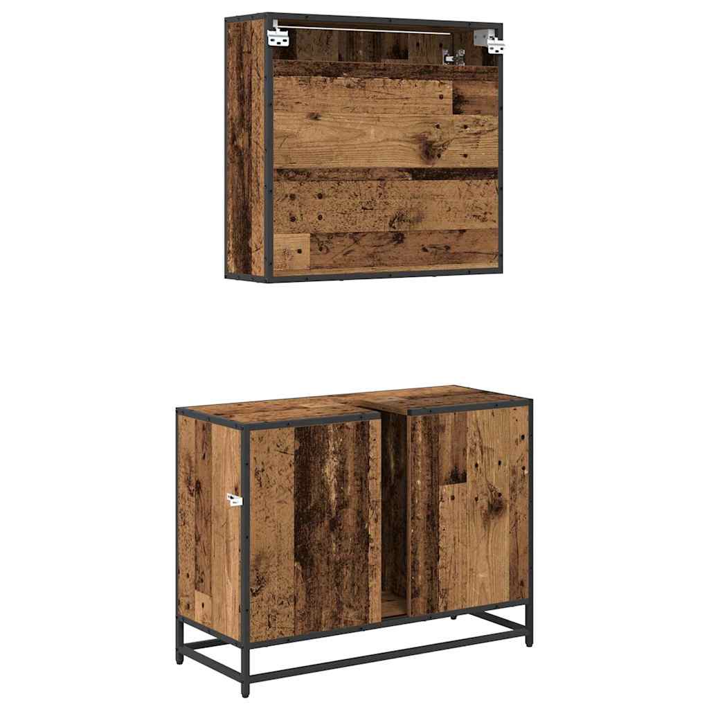 Bathroom Furniture Set with Drawers 2 pcs Reclaimed Wood Effect Particleboard