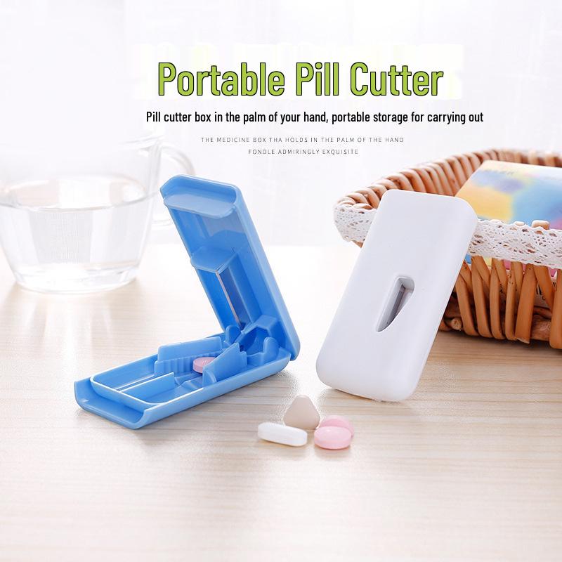 Portable Pill Cutter & Splitter Box for Travel - Compact Medicine Divider for Kids