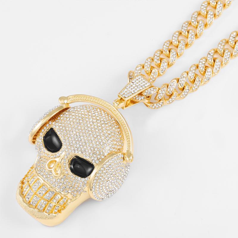 Винтажные хип-хоп панк Cz Ice Out череп ожерелья для женщин мужчин рок крутой властный кулон в виде скелета ожерелье ювелирные изделия в стиле бохо